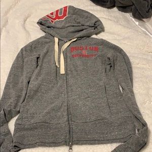 Boston University (BU)  grey zipper hoodie